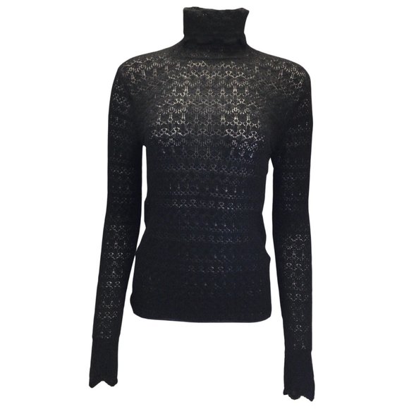Ralph Lauren Purple Label Sweaters - RALPH LAUREN COLLECTION BLACK LONG SLEEVED TURTLENECK CASHMERE AND SILK KNIT SWE